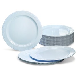 " OCCASIONS " 40 Plates Pack, Disposable Wedding Party Plastic Plates (10'' Dinner Plate, Verona in Blue)