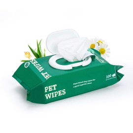 Watreeco 100 Pet Wipes for Dog and Cats, Alcolhol Free Hypoallergenic Wipes Suitable for Cleaning Paws, Butt, Face, Body, Ear and Eye Area, 8 x 8 Inch, Unscented