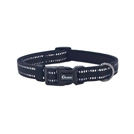 Olahibi Neoprene Padded Dog Collar, Durable Nylon Material, Reflective Stripes,Soft and Comfortable for Medium Dogs(M, Black Collar)