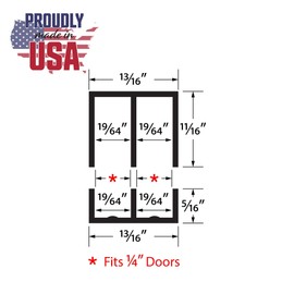 1/4" Panel Sliding Door Track - 48" Black Plastic Upper & Lower Set, USA Made, Pack of 1 - Outwater