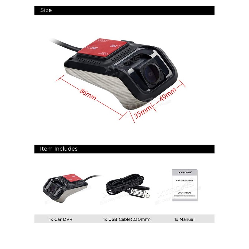 XTRONS 1080p Car Camera DVR Video Recorder Dash Cam 140°