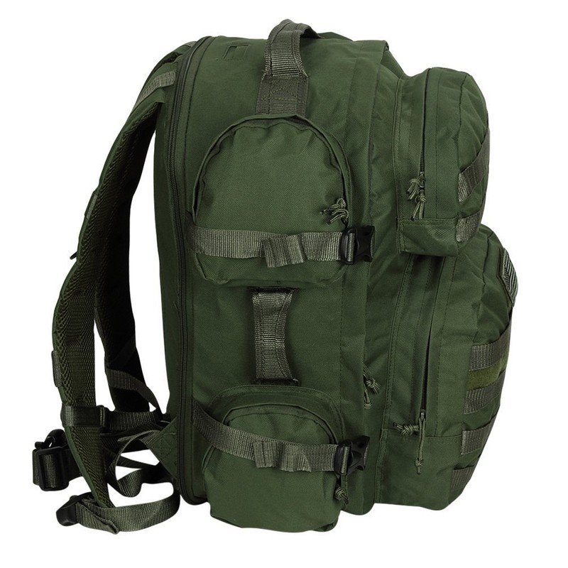 Men's Large OD Green Expandable Tactical Molle Hydration-Ready Backpack Daypack