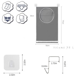 Large Hanging Laundry Hamper & Wall Mounted Laundry Bag - Collapsible Dirty Clothes Hamper with Reinforced Handles, Space-Saving Organizer for Bathroom, Bedroom, Dorm - Multi-Purpose Storage Bag