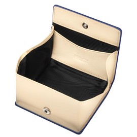 PHLOX Wallet, Coin Purse, Button Type, Box Type, Genuine Leather, Men's, navy