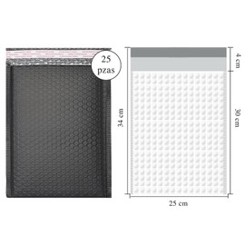MU:4LIFE Sobres De Burbuja De 25 * 30 CM, Sobres Acolchados, Sobres De Envió Con Auto Adhesivos, 25 Piezas (NEGRO)