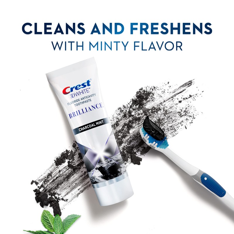 Crest 3D White Fluoride Toothpaste, Whitening Brilliance Charcoal, 85 mL