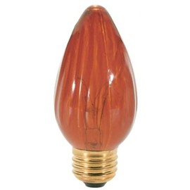 S3370 Amber Decorative Light Bulb; 120V; Medium Base; 40W; F15 Shape; E26; 4.5" MOL; 1.88" MOD; for use in Chandeliers, Wall Sconces, Post Lights, Candle Sticks, and Decorative Fixtures