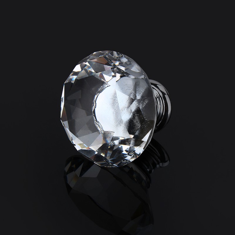 16Pcs Crystal Glass Cabinet Knob Diamond Shape 40mm Drawer Cupboard