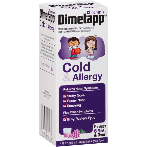 Dimetapp Children's Cold and Allergy Syrup Grape, 4 oz
