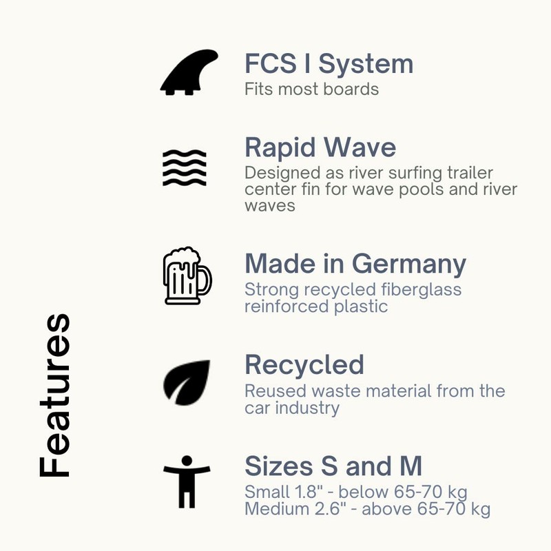 Eisbach Riders Sustainable Surfboard FCS Rapid River Surfing Set (Black,