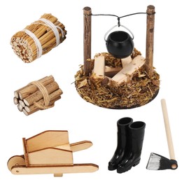 6 Pieces Miniature Garden Accessories, 1/12 Miniature Garden Accessories, for Miniature Dollhouse Garden Tool Dollhouses, Miniature Landscapes, Mini Gardens Decorating C