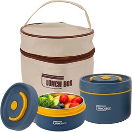 Juego de Contenedores Almuerzo Aislados, Fiambrera Bento Apilable Portátil