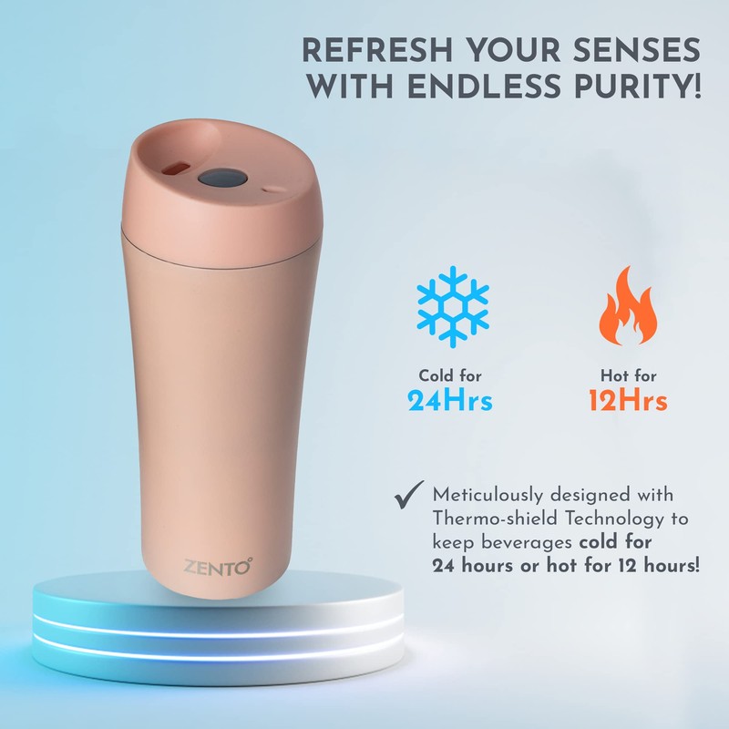 Zento Stainless Steel Vacuum Tumbler–350ml for Coffee, Tea or Water,