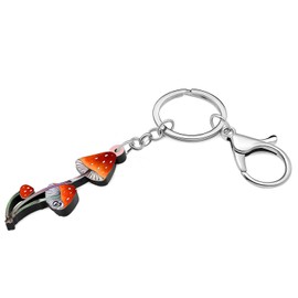 HUAGEO Acrylic Fun Mushroom Keyring Plants Jewellery Backpack Car Keys Purse Keychains Charms For Women Girls Teens Gifts Accessories (Pink)