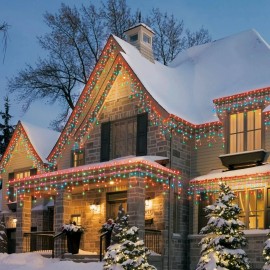 Holiday Time 300 Multicolor LED Icicle Lights with White Wire New