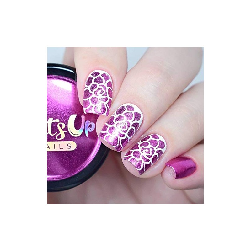 Whats Up Nails - Polvo de cromo fucsia para uñas