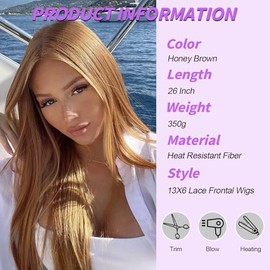 SAPPHIREWIGS 13×6 Recta Peluca Con Malla Frontal Ombre Pelo Marrón Sintético Sin Pegamento Pelucas Delanteras De Encaje Para Las Mujeres De Moda Pelo 