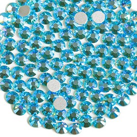 Beadsland 1440 diamantes de imitación de cristal con parte trasera plana, gemas redondas, aguamarina AB, SS20, 0.181-0.189 in