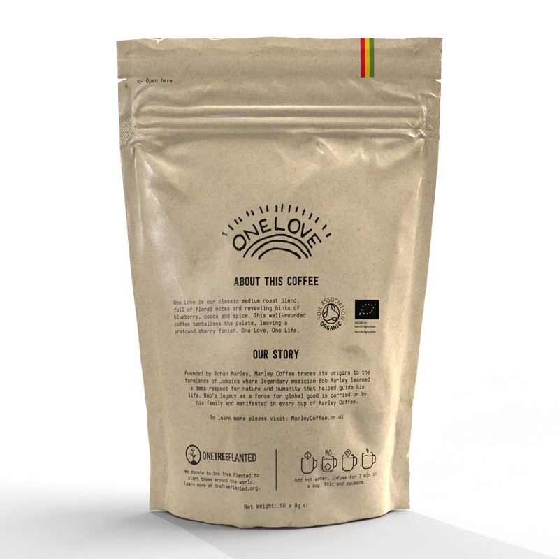 Coffee Bags - 50 x Medium Roast Organic Ground Coffee