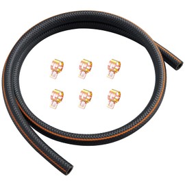 Pronese Fuel Hose, Inner Diameter 0.3 inch (8 mm), Total Length 3.3 ft (1 m), Fuel Hose, Nitrile Rubber (NBR) Hose, Triple Construction, Oil-Resistant, Pressure-Resistant, Heat-resistant Hose, High Performance Hose, Dedicated Hose Clamps Included, For Au