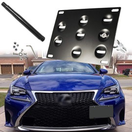 Xotic Tech Black Front Tow Hook License Plate Bumper Mount Bracket Holder For Lexus IS CT GS LS RC RX IS-F