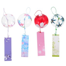 Wind Chimes Pack of 4 Glass Wind Chimes Metal Wind Chimes Lawn Ornament Japanese Decorations Wind Bell for Musical Wind Chimes Romantic Wind Chimes Glass Craft Ornaments