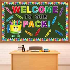 Back to Bulletin Board Set Colorful Crayon Cutouts Name Tags Label Decorations First Day of Bulletin Board for Supplies Chalkboard Wall Valentine Decor Adults Ages15+