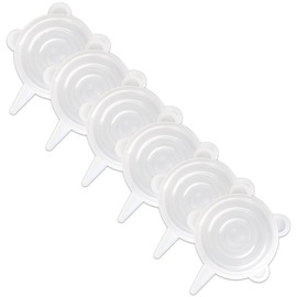 Boozyer 6.5cm Silicone Stretch Lids, 6 Pack Same Size Thicker Reusable Durable Silicone Container Cover, Expandable Food Storage Covers, Dishwasher and Freezer Safe, white