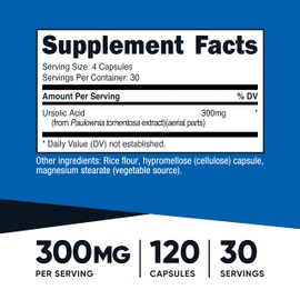 Nutricost Ursolic Acid 300mg, 120 Capsules - Vegetarian, Non GMO, Gluten Free, Soy Free
