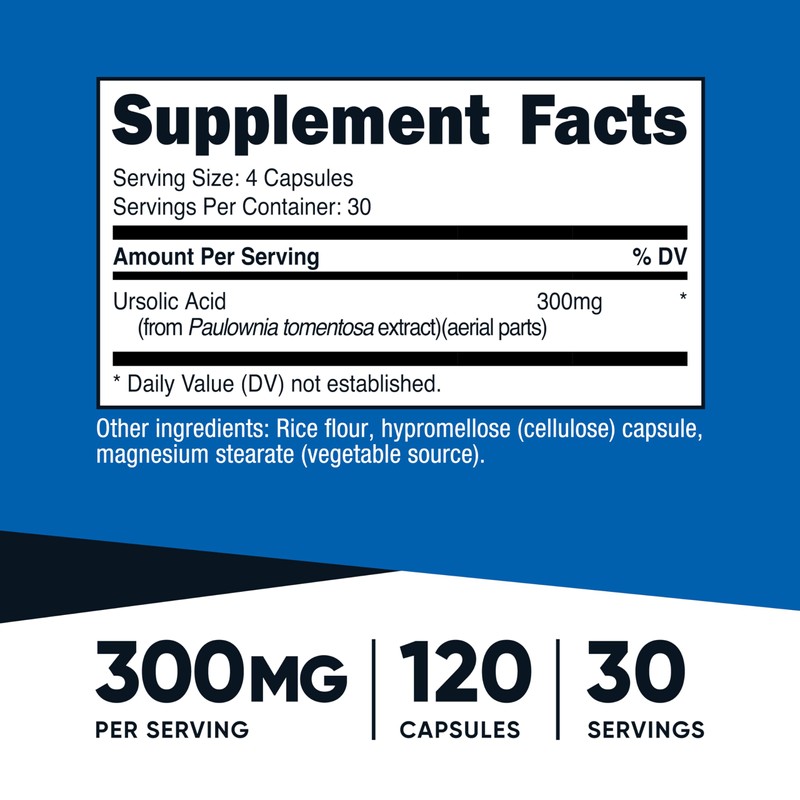 Nutricost Ursolic Acid 300mg, 120 Capsules - Vegetarian, Non GMO,