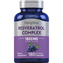 Piping Rock Resveratrol Complex | 180 Capsules | Grape Seed Extract Formula | Non-GMO, Gluten Free Supplement