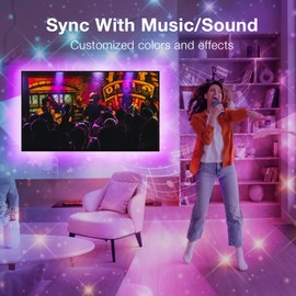 DAYBETTER Luces LED para TV de 60 pulgadas, retroiluminación LED de TV, tira de luces LED para TV de 50 a 60 pulgadas, WiFi Smart TV luces LED cambian con TV, funciona con Alexa y Google Assistant, decoración de sala de juegos, iluminación ambiental