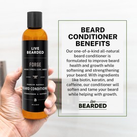 Live Bearded Beard Conditioner, 8 fl oz - Strengthens and Softens Facial Hair - Made in the USA - All-Natural Ingredients with Biotin, Caffeine | Forge Scent - Hinoki Cypress, Clove, Amber