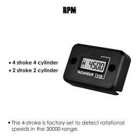 Taikemeti Tachometer Hour Meter, 4-stroke Design & Displays Real-time RPM Total Accumulated Time, Waterproof Design for Motorcycles, ATVs, Snowmobiles, Generators (BK-4)