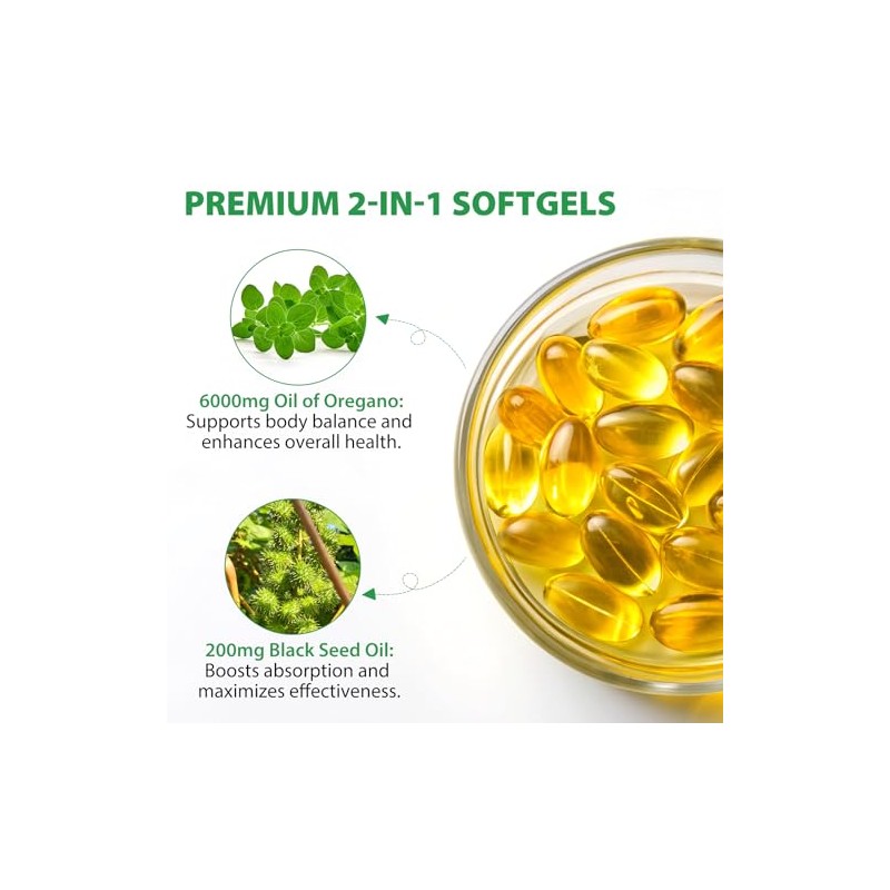 Aceite de orégano con aceite de comino negro, aceite de
