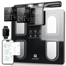 Arboleaf Smart Scale with Handle Display - 8-Electrode Body Pod Fat Scale, 50+ Metrics (BMI, Muscle, Visceral Fat), Bluetooth Scale for Body Weight, Unlimited Users, Home & Gym 400lbs, Black