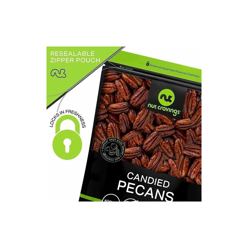 Nut Cravings Candied Pecans Honey Glazed Praline, No Shell, Premium