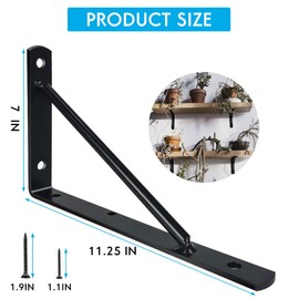 Shelf Brackets 12 Inch Heavy Duty Metal Shelf Holders, Industrial Rustic Farmhouse Iron Floating Shelf Bracket for Open Shelving, Right Angle L Brackets for Wall Mounted Shelves (6 Pack)