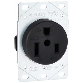 Legrand Pass & Seymour 3804 50 Amp 250V 2 Pole 3 Wire Power Outlet Flush Receptacle, NEMA 6 30R, Black (1 Count)