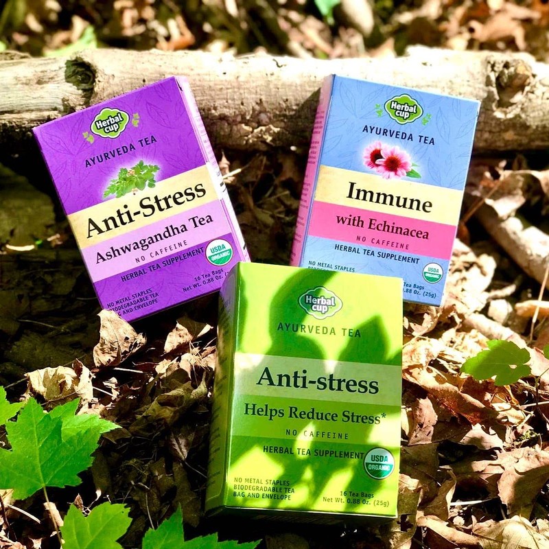 Herbal Cup Ayurveda Tea, Organic Anti-Stress, No Caffeine Herbal Supplement