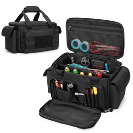 Rexmica Small Tool Bag with Anti-friction and Thick Padded Bottom, Tool Storage Organizer for Men, Tactical Bag, Range Bag, Multi-functional Work Tote for Repairman, Electrician, Carpenters, Handyman
