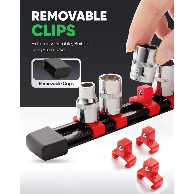 ALOANES 3PC ABS Socket Organizer, Socket Rails Fit 3/8 inch