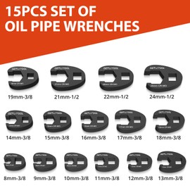 GETLITOOL 15Pcs 1/2" Drive Crowfoot Wrench Set, CRMO Steel Crows Foot Wrench Set for Men's Gift, Oil Pipe Wrenches with Black Phosphate Coating for Automotive and Plumbing, 10mm to 19mm