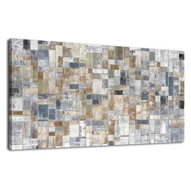 Large Abstract Canvas Wall Art for Living Room Wall Decor Geometric Patterns Canvas Prints Artwork Brown Grey Indigo Rectangle Canvas Pictures Home Office Wall Decorations Ready to Hang 24" X 48"