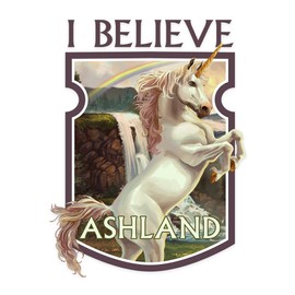 Die Cut Sticker Ashland, Oregon, Unicorn Scene, Contour Vinyl Sticker 1 to 3 inches (Waterproof Decal for Cars, Water Bottles, Laptops, Coolers), Small