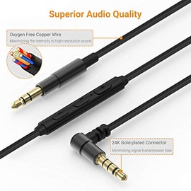 Cubilux Cable de Auriculares con Micrófono para Sony WH-1000XM5/XM4/XM3/XM2, WH-XB910N, WH-CH720N/CH710N, WH-H910N/900N, MDR-XB950B1/N1, Cable Aux de Repuesto 3.5mm a 3.5mm, 1.2m