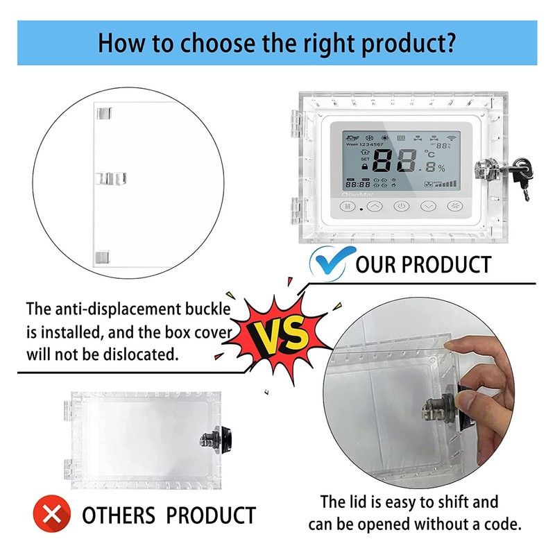Thermostat Lock Box with 2 Keys Universal Clear Acrylic Plastic