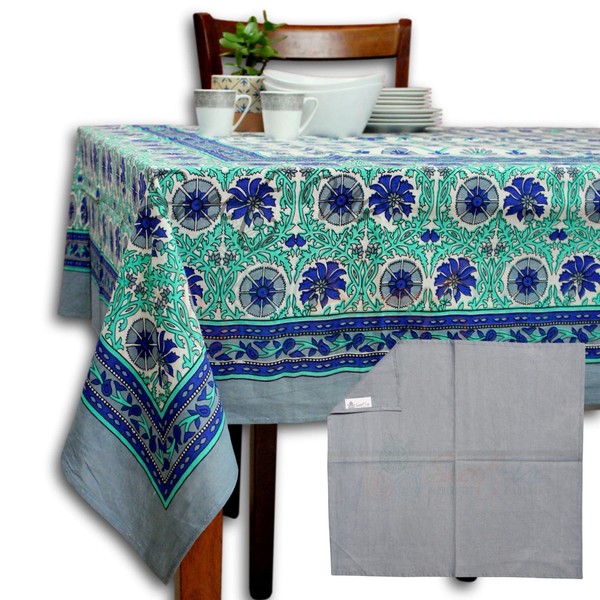 Floral Tablecloth for Rectangle Tables, Cotton Floral Kitchen Dining Table