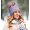Compagno Winter Hat Knitted Hat Women's Bobble Hat Fleece Lining