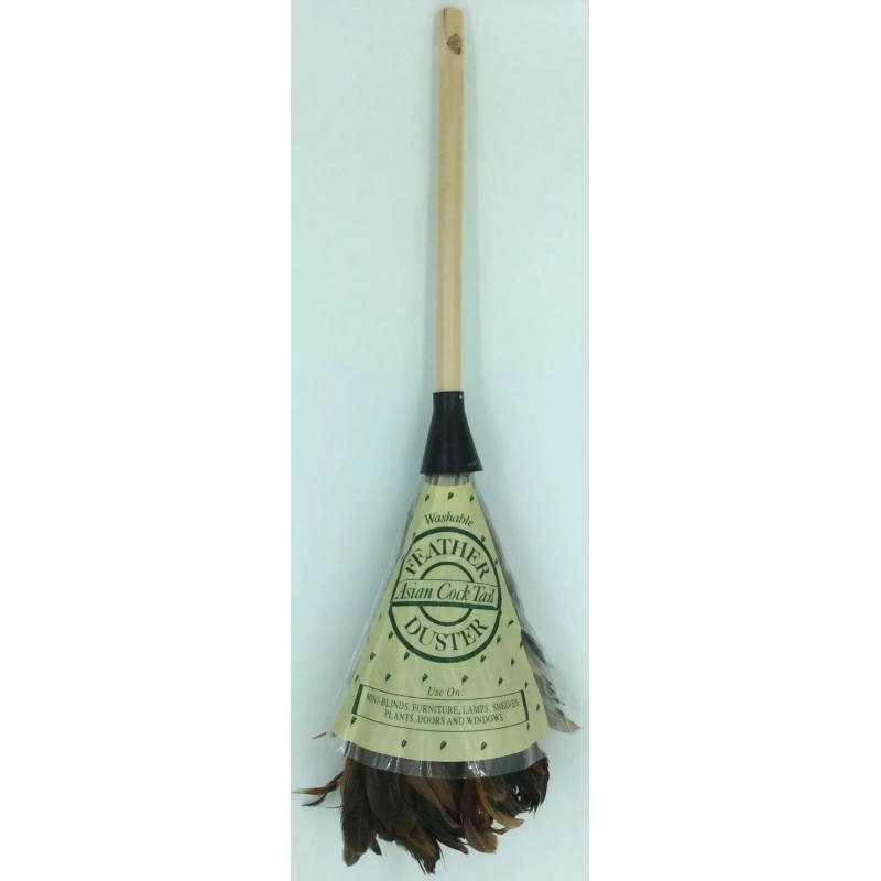 Texas Feathers Inc Asian Cock Tail Feather Duster Washable Wood